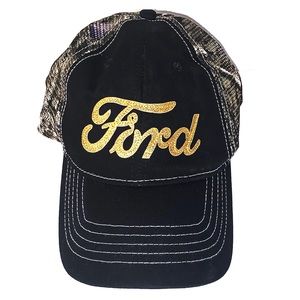 Ford Women’s Gold & Black Baseball Hat Camo Mesh